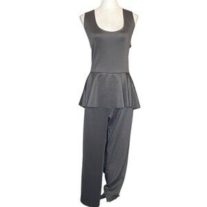Womens Black High Low Fishtail Flowy Jumpsuit